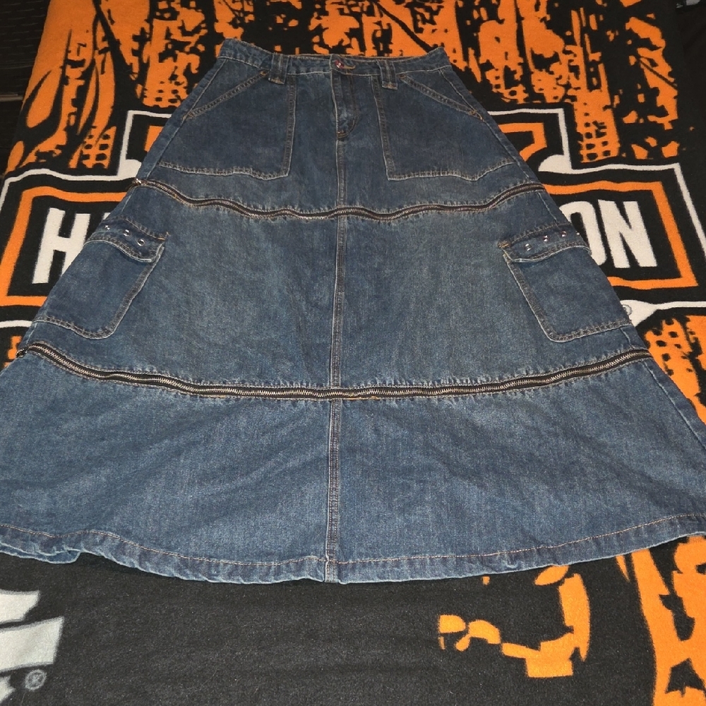 Social Collision Denim Skirt